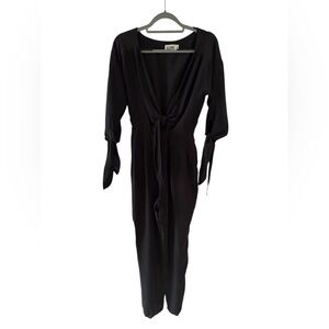 Alice by Temperley 100% Silk Twist-Front Wide-Leg Jumpsuit Tie-Sleeve New US 6